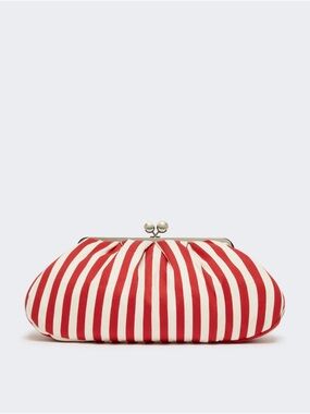 J. Crew Red & White Striped Kiss-Lock Clutch